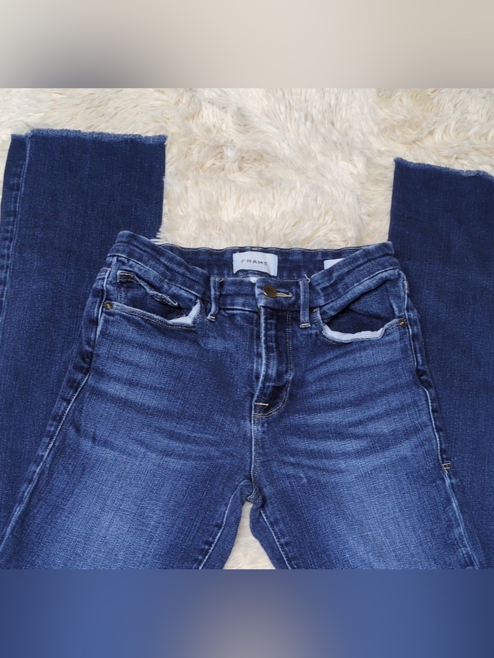 FRAME Le Mini Boot Habana Medium Wash Raw Hem, Size 26